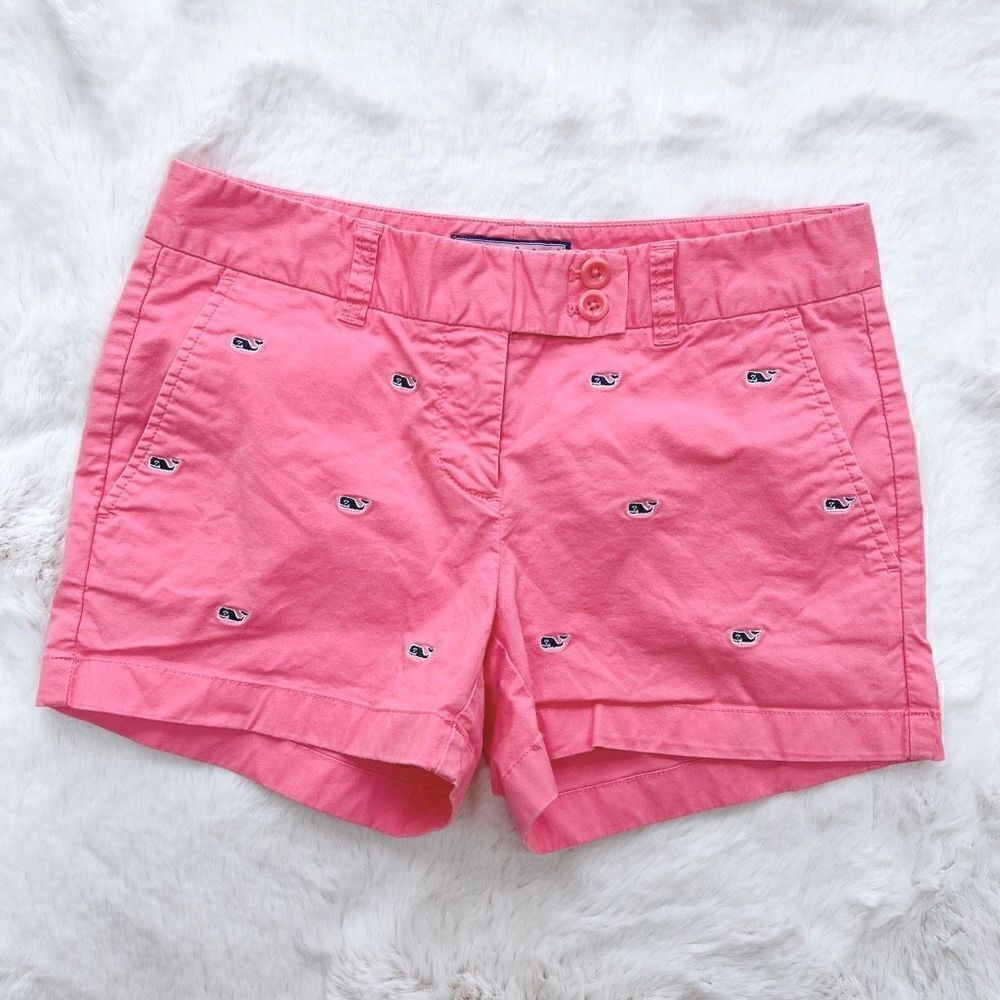 Vineyard Vines Dayboat Shorts Chino Whales Preppy Summer Pink women’s 2